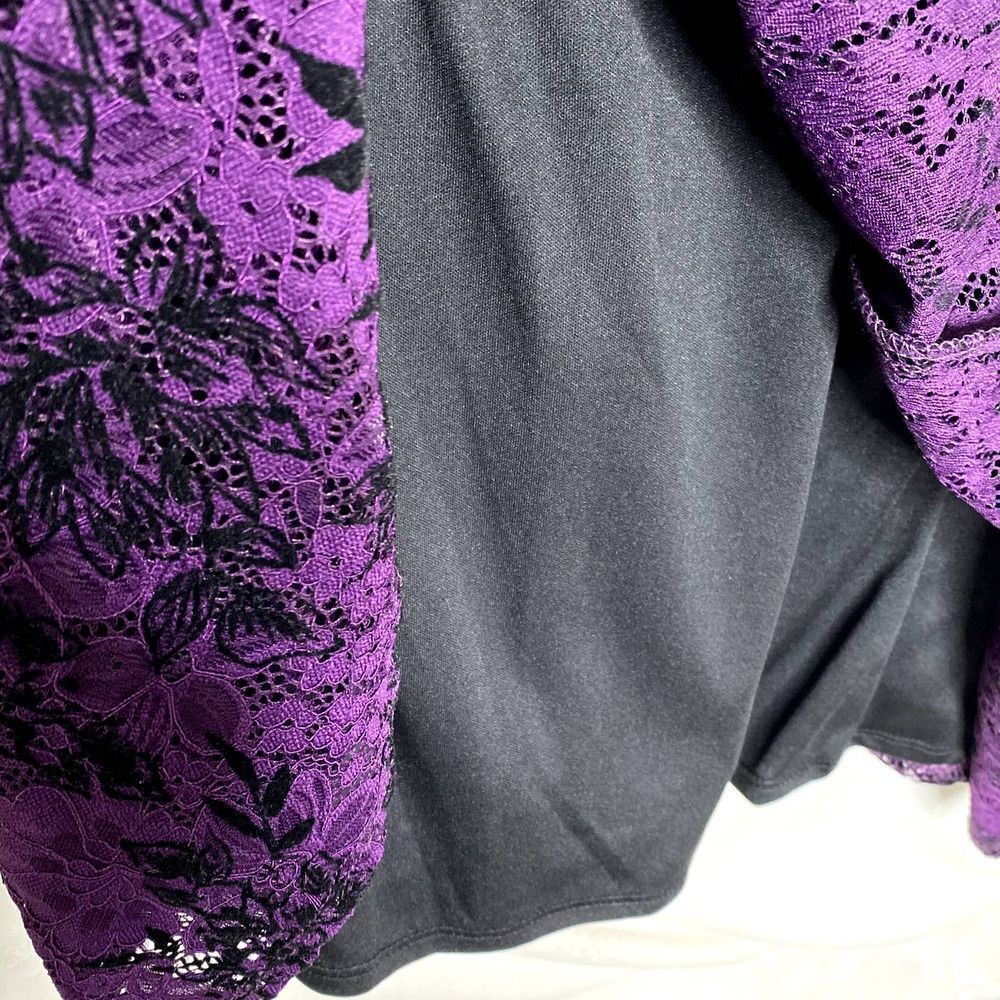 Danny & Nicole Floral Lace Velvet Fit & Flare Dress Purple Black Halloween 8 - Picture 10 of 15